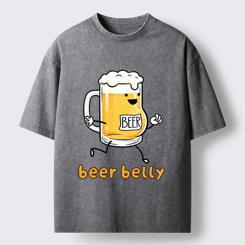 Tokyo-Tiger Walking Beer Mug With A Beer Belly Washed T-Shirt