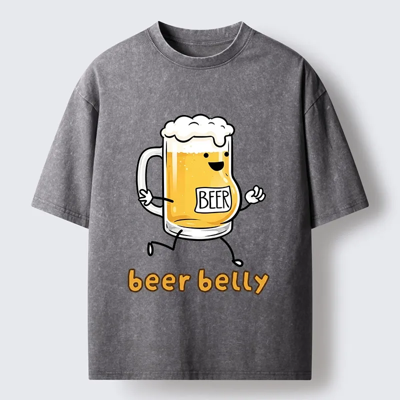 Tokyo-Tiger Walking Beer Mug With A Beer Belly Washed T-Shirt
