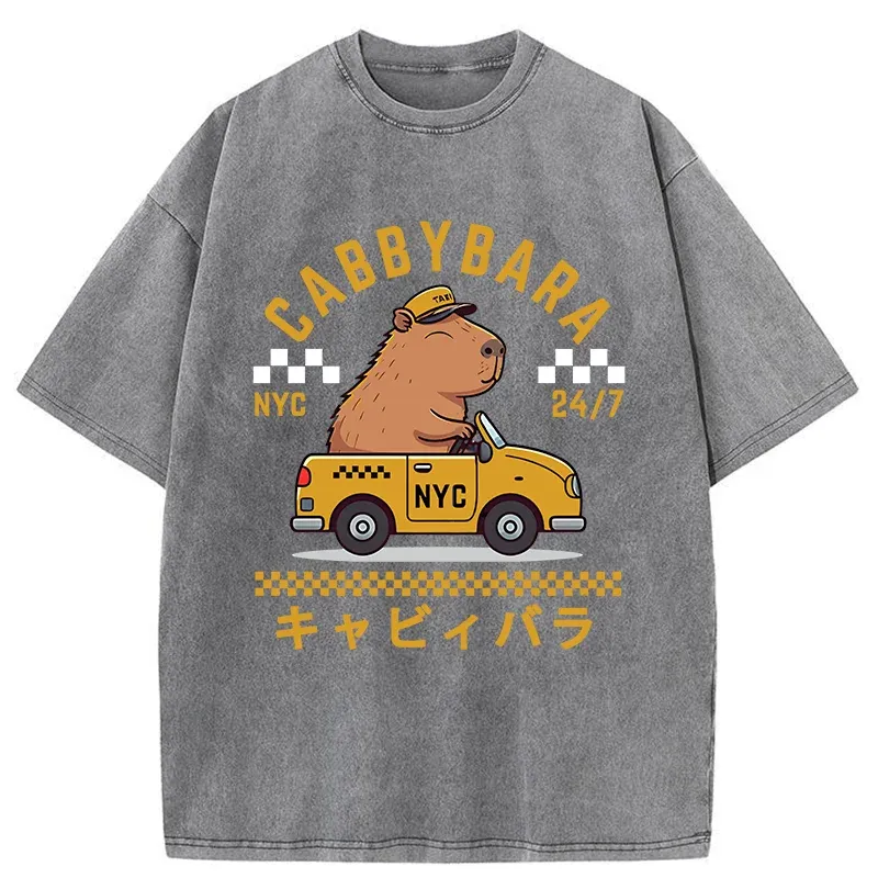 Tokyo-Tiger Capybara Driving Washed T-Shirt