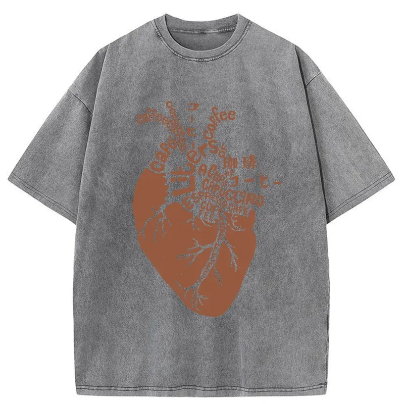 Tokyo-Tiger Coffee Heart Washed T-Shirt