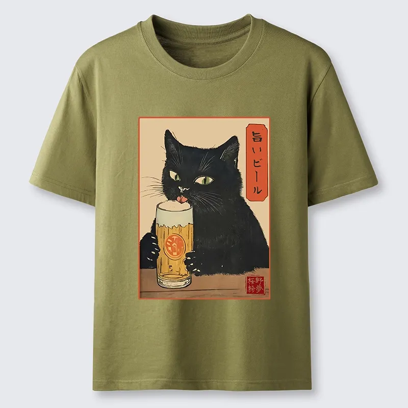 Tokyo-Tiger Cat Holding A Glass Of Beer Classic T-Shirt