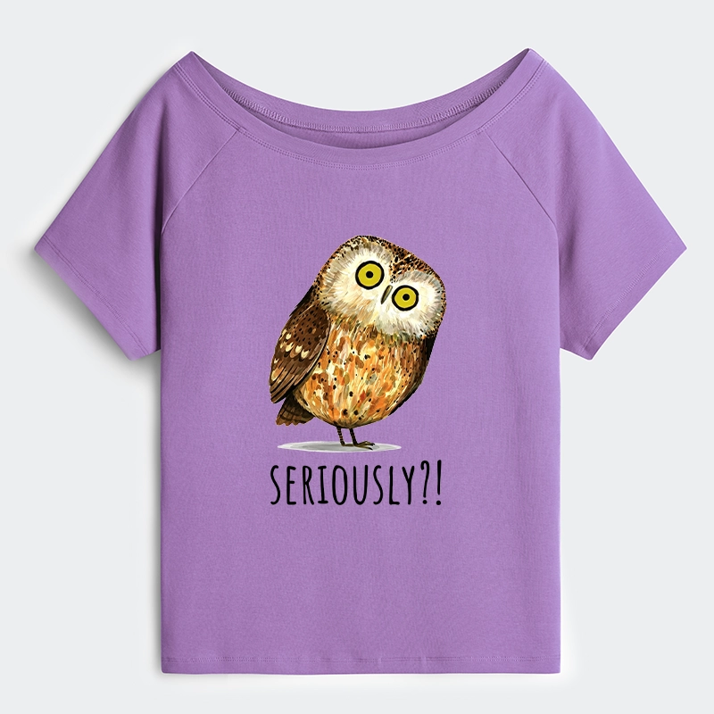 Tokyo-Tiger Seriously Confused Owl Meme Art Off Shoulder T-Shirt