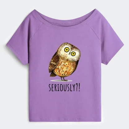 Tokyo-Tiger Seriously Confused Owl Meme Art Off Shoulder T-Shirt