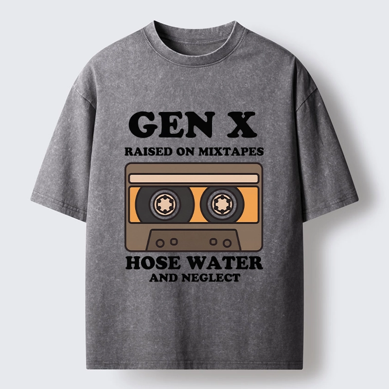 Tokyo-Tiger Retro Childhood GenX Cassette Tape Washed T-Shirt