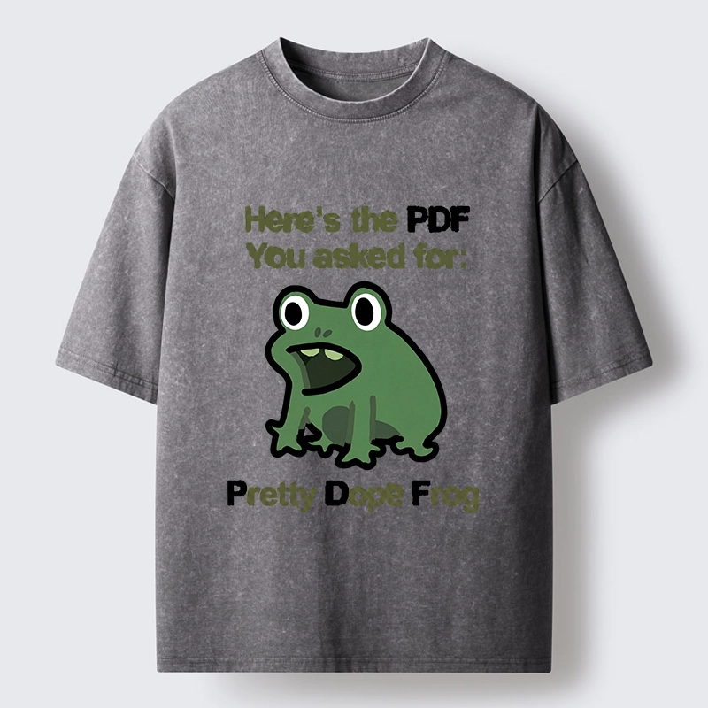 Tokyo-Tiger Funny Office PDF Frog Meme Washed T-Shirt