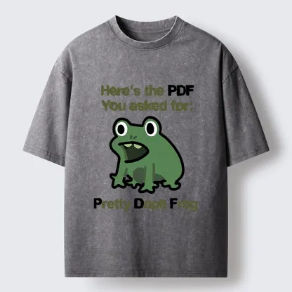 Tokyo-Tiger Funny Office PDF Frog Meme Washed T-Shirt