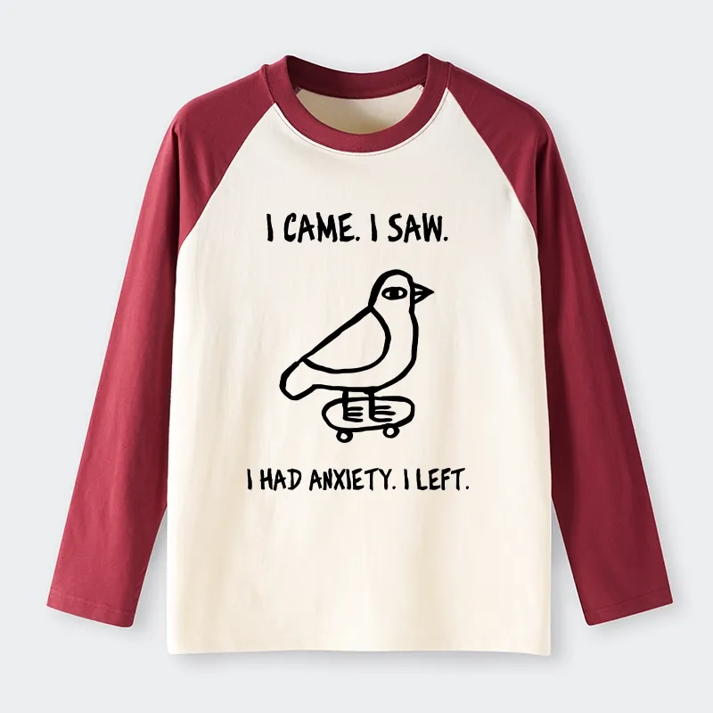 Tokyo-Tiger Funny Meme Bird Just Needs A Break Raglan Long Sleeve T-shirt