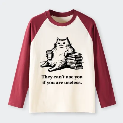 Tokyo-Tiger Cat Proving Uselessness Is A Superpower Raglan Long Sleeve T-shirt