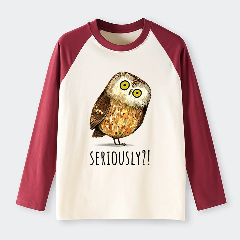 Tokyo-Tiger Seriously Confused Owl Meme Art Raglan Long Sleeve T-shirt