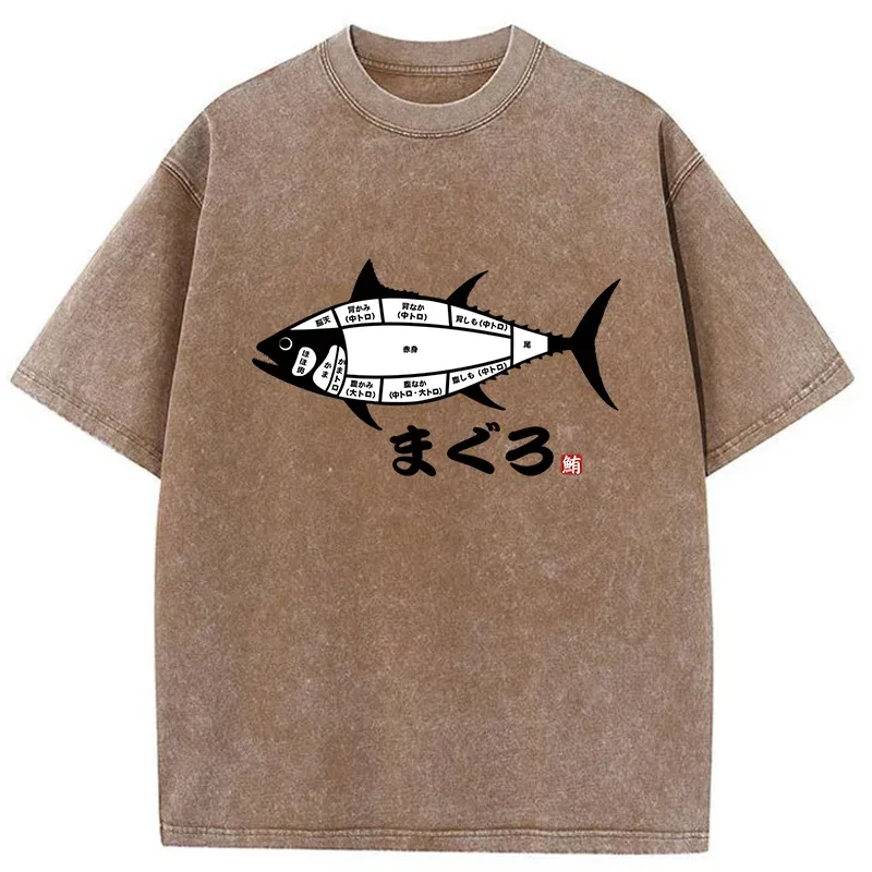 Tokyo-Tiger Tuna Usage Chart Washed T-Shirt