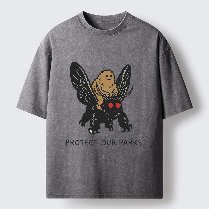 Tokyo-Tiger Bigfoot Ride Moth Protect Parks Washed T-Shirt