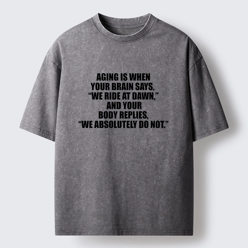 Tokyo-Tiger Funny Aging Brain Body Meme Washed T-Shirt
