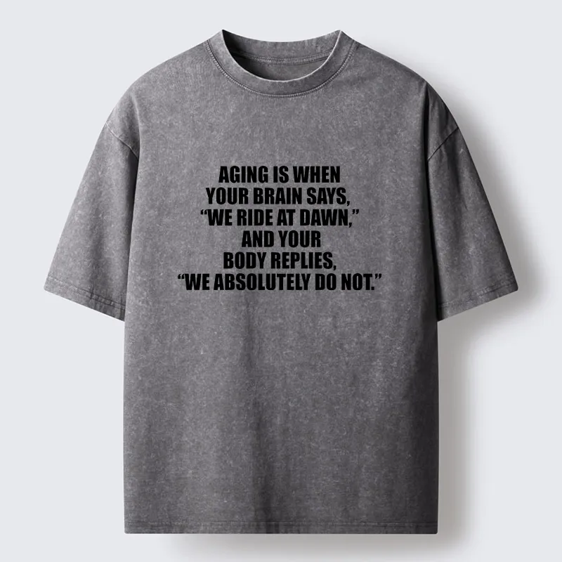 Tokyo-Tiger Funny Aging Brain Body Meme Washed T-Shirt