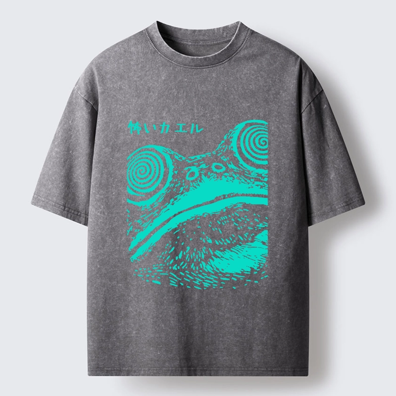 Tokyo-Tiger Spooky Japanese Frog Ukiyo Art Washed T-Shirt
