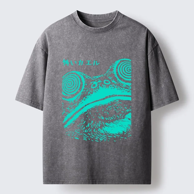 Tokyo-Tiger Spooky Japanese Frog Ukiyo Art Washed T-Shirt