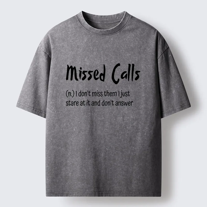 Tokyo-Tiger Funny Meme Missed Calls Definition Washed T-Shirt