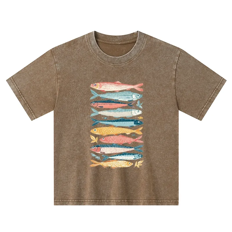 Tokyo-Tiger Beautiful Colorful Fish In The Sea Kids Washed T-Shirt