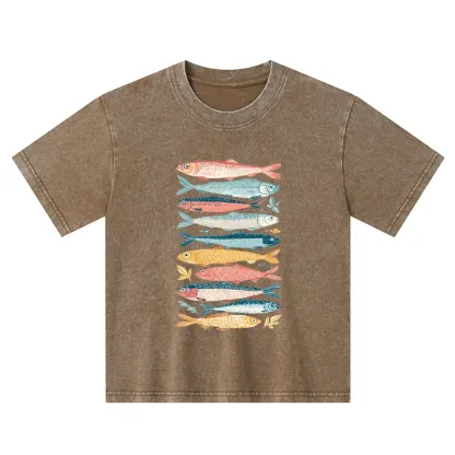 Tokyo-Tiger Beautiful Colorful Fish In The Sea Kids Washed T-Shirt