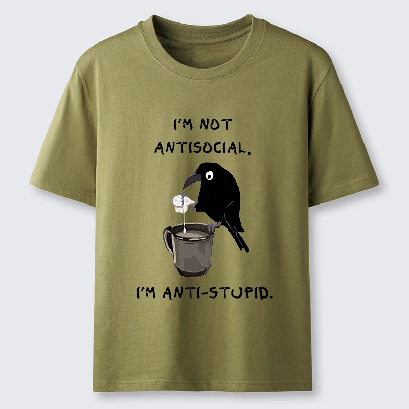 Tokyo-Tiger Cool Crow Sips Calm Coffee Alone Classic T-Shirt