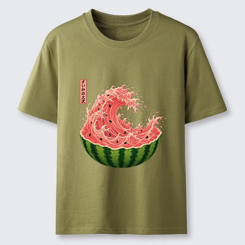 Tokyo-Tiger Watermelon Wave Summer Ukiyo Art Classic T-Shirt