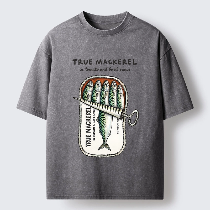 Tokyo-Tiger Funny Meme Vintage Seafood Can Graphic Washed T-Shirt