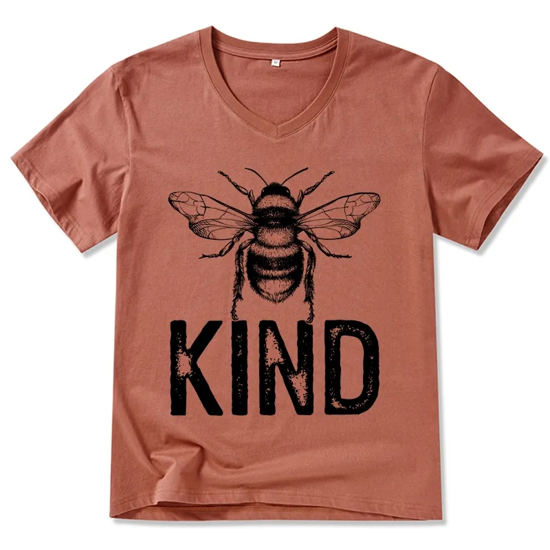 Tokyo-Tiger Minimalist Bee Kind Illustration V-Neck Classic T-Shirt