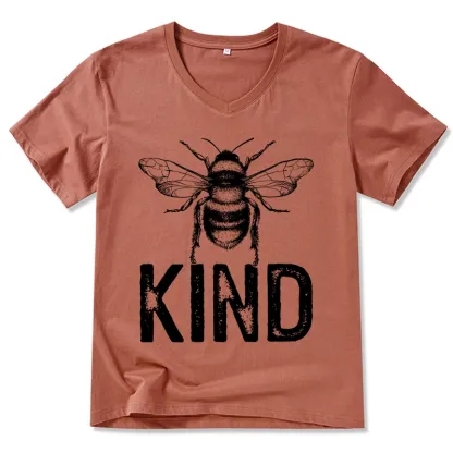 Tokyo-Tiger Minimalist Bee Kind Illustration V-Neck Classic T-Shirt