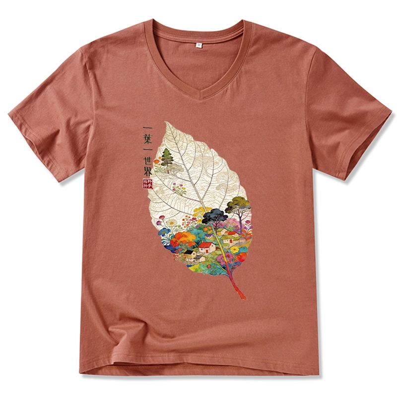 Tokyo-Tiger One Leaf Holds A Tiny Colorful World V-Neck Classic T-Shirt