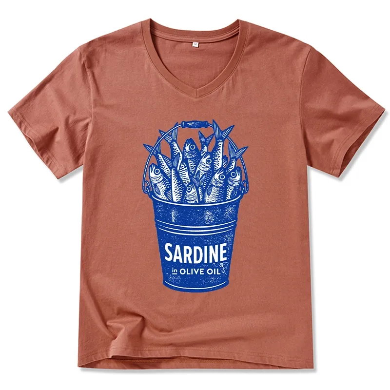 Tokyo-Tiger Vintage Bucket Full Of Fresh Sardines V-Neck Classic T-Shirt Sale