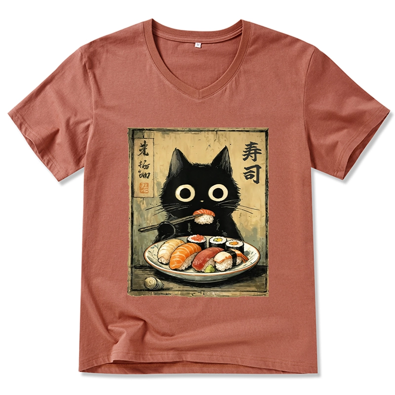 Tokyo-Tiger Vintage Japanese Sushi Cat V-Neck Classic T-Shirt