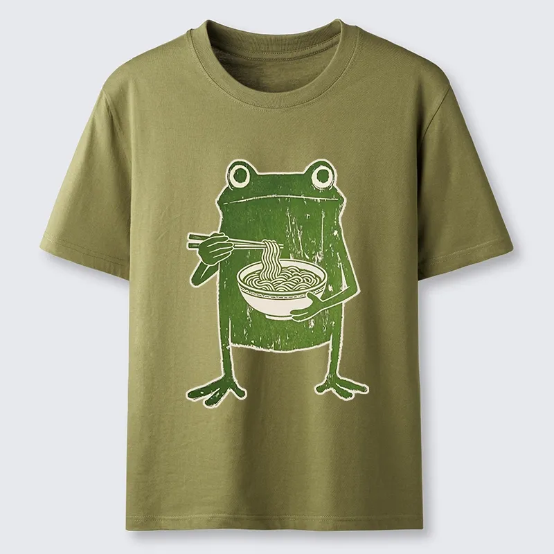 Tokyo-Tiger Woodcut Style Chopstick Frog Graphic Classic T-Shirt