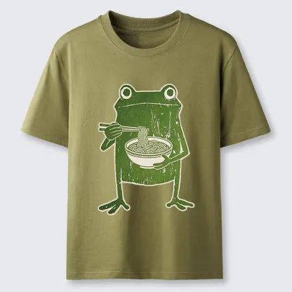 Tokyo-Tiger Woodcut Style Chopstick Frog Graphic Classic T-Shirt