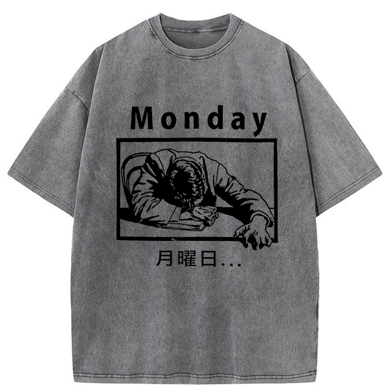 Tokyo-Tiger Painful Monday Funny Washed T-Shirt
