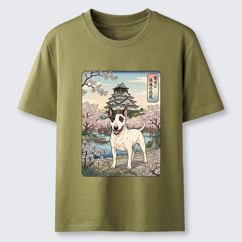 Tokyo-Tiger Ukiyo-e Bull Terrier Cherry Blossom Art Classic T-Shirt