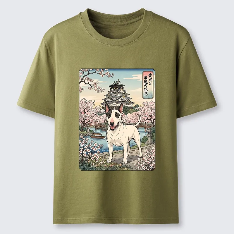 Tokyo-Tiger Ukiyo-e Bull Terrier Cherry Blossom Art Classic T-Shirt