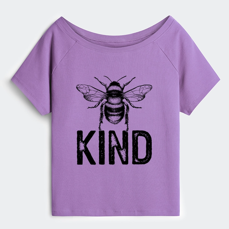 Tokyo-Tiger Minimalist Bee Kind Illustration Off Shoulder T-Shirt