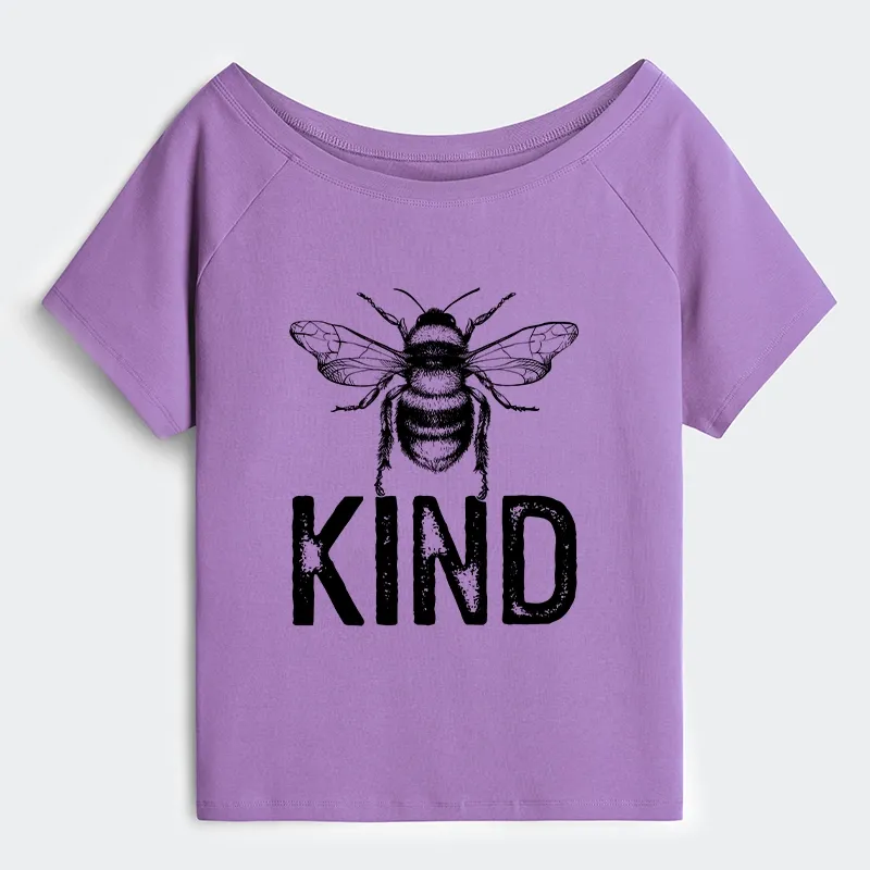 Tokyo-Tiger Minimalist Bee Kind Illustration Off Shoulder T-Shirt