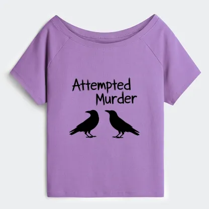 Tokyo-Tiger Two Crows Attempted Murder Joke Off Shoulder T-Shirt