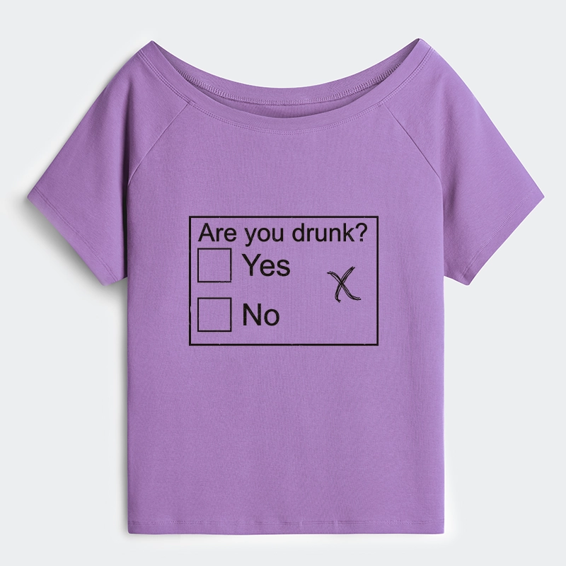 Tokyo-Tiger Confused Drunk Checkbox Graphic Off Shoulder T-Shirt