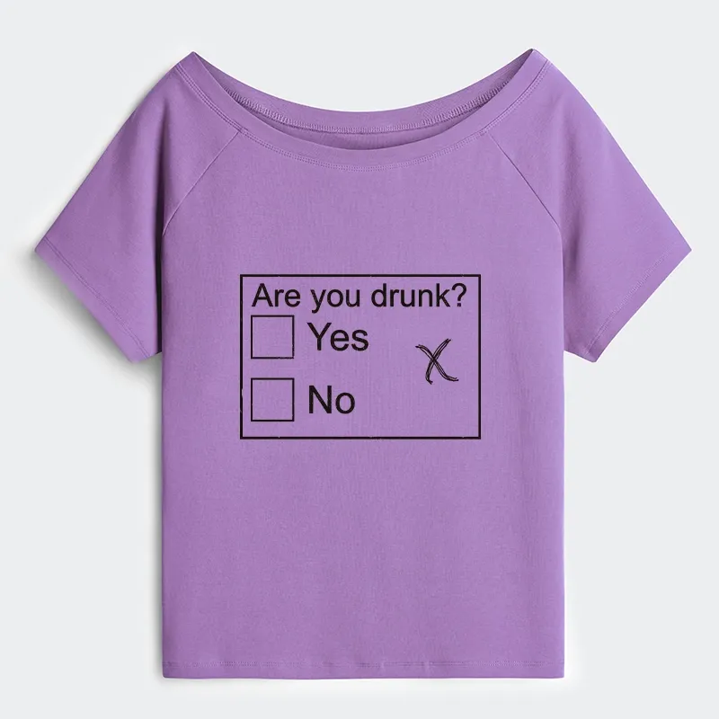 Tokyo-Tiger Confused Drunk Checkbox Graphic Off Shoulder T-Shirt