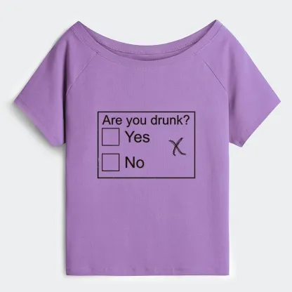 Tokyo-Tiger Confused Drunk Checkbox Graphic Off Shoulder T-Shirt