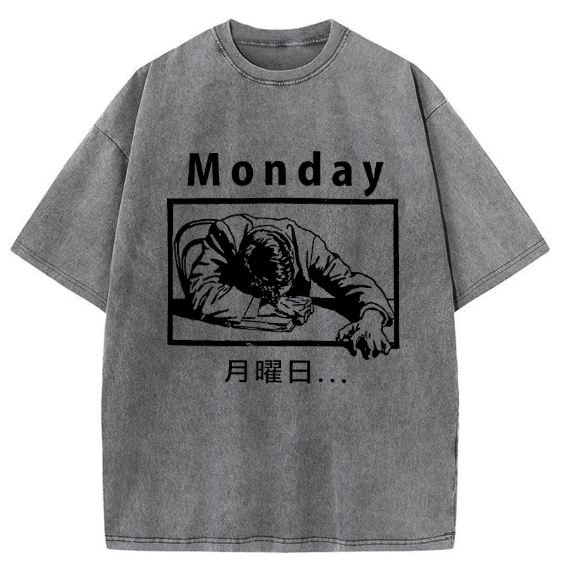 Tokyo-Tiger Painful Monday Funny Washed T-Shirt