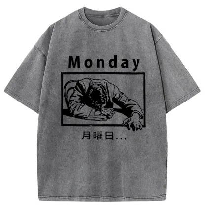 Tokyo-Tiger Painful Monday Funny Washed T-Shirt