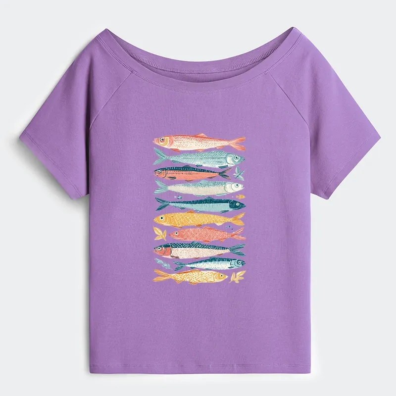 Tokyo-Tiger Beautiful Colorful Fish In The Sea Off Shoulder T-Shirt