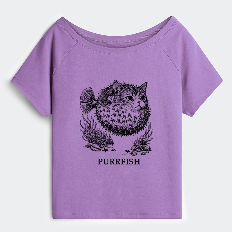 Tokyo-Tiger Spiky Puffer With Cute Cat Head Off Shoulder T-Shirt