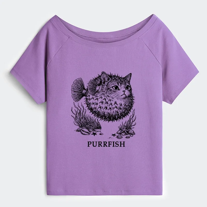 Tokyo-Tiger Spiky Puffer With Cute Cat Head Off Shoulder T-Shirt