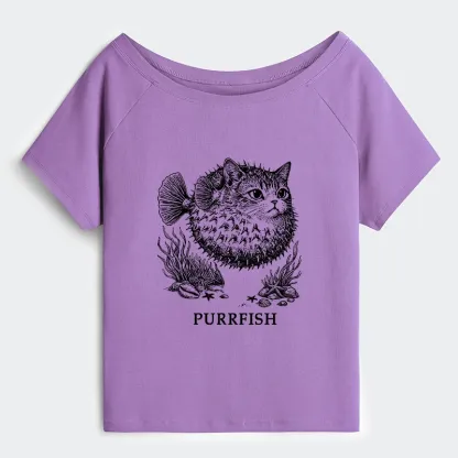 Tokyo-Tiger Spiky Puffer With Cute Cat Head Off Shoulder T-Shirt