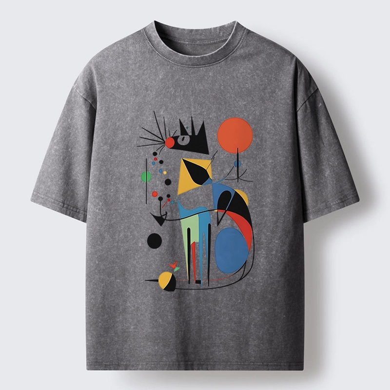 Tokyo-Tiger Abstract Colorful Cat Art Washed T-Shirt