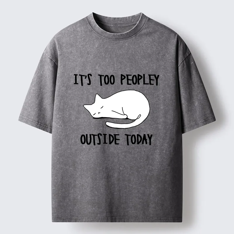 Tokyo-Tiger Funny Meme Quiet Lazy Cat Minimal Line Art Washed T-Shirt