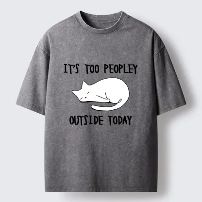 Tokyo-Tiger Funny Meme Quiet Lazy Cat Minimal Line Art Washed T-Shirt